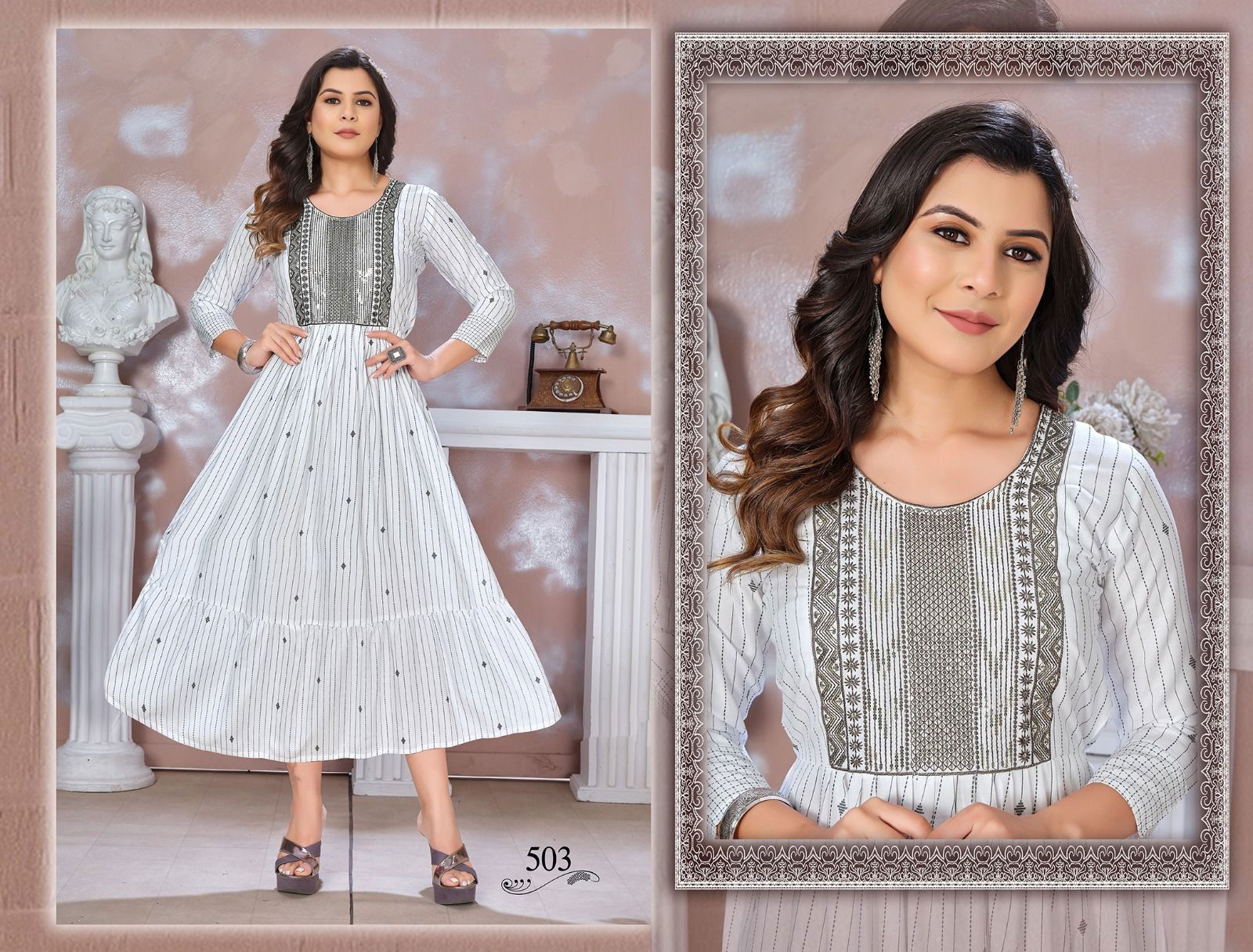 Golden Blessed 3 Printed Long Anarkali Kurtis Catalog

